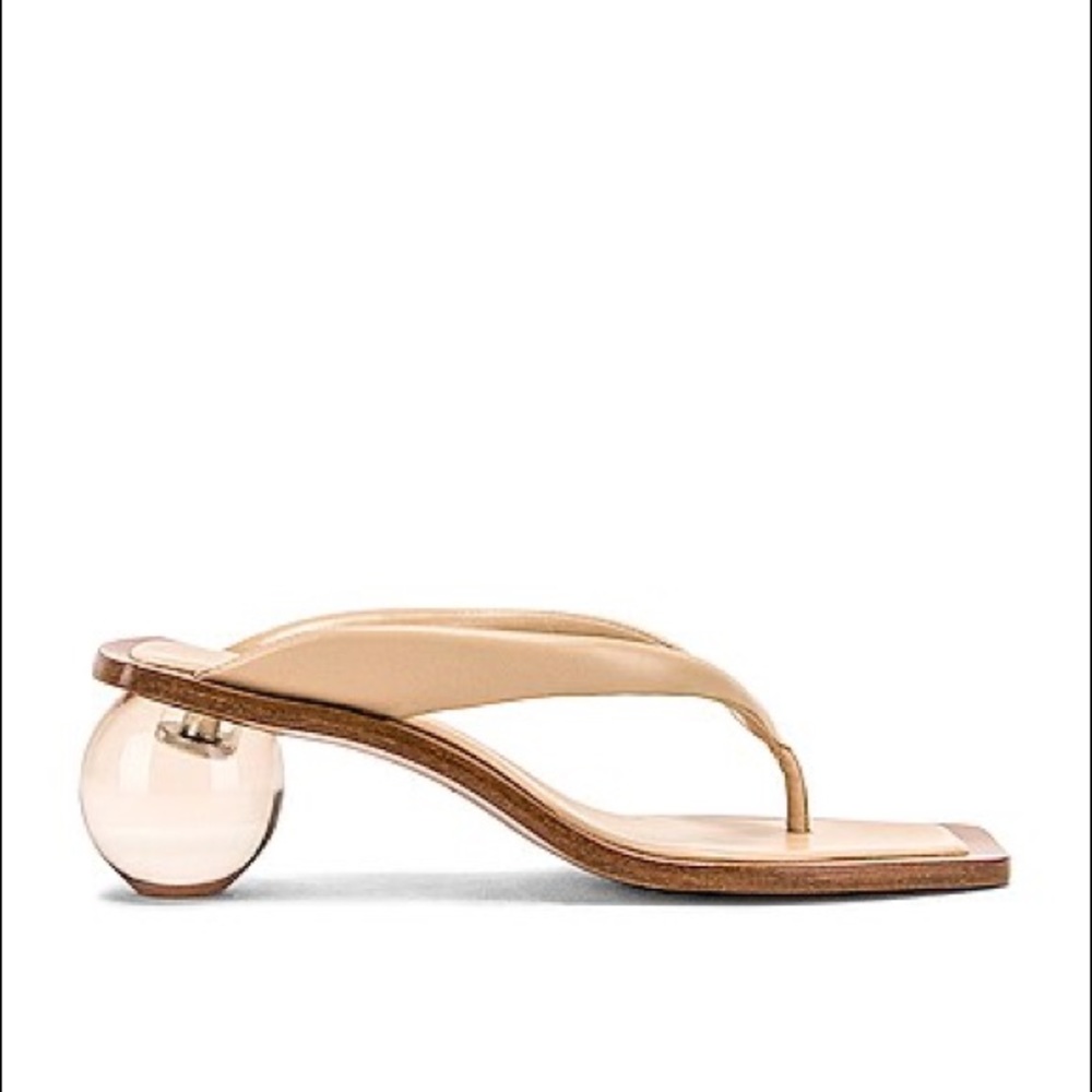 cult gaia Nude Patent Bubble-Heel Thong Sandals